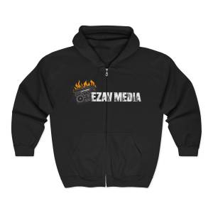 EZAV MEDIA Logo Zip Hoodie Black Full-Zip Hooded Sweatshirt
